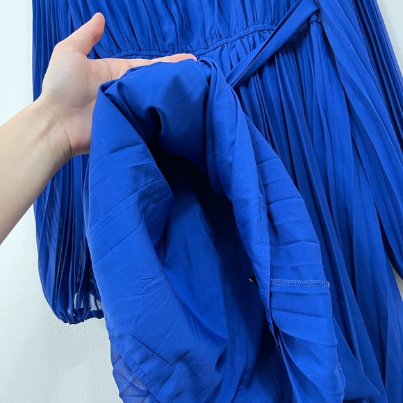 Blue Pleated Long Sleeve SamEdelman Women's Plisse Long-SleeveTie-Waist DressNWT - Picture 8 of 15